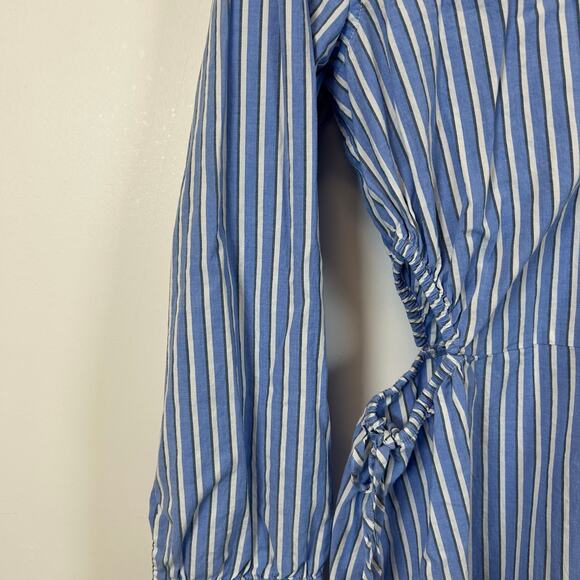 Rails Holly Long Sleeve Shirt Dress in Lucia Blue White Stripe Midi Cotton Sz M - Picture 7 of 9